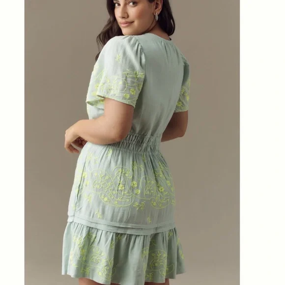 NWT The Somerset Mini Dress: Embroidered Linen Edition XL